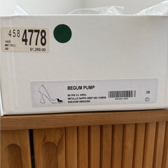 Amina Muaddi Iridescent Blue Heels - Picture 2 of 4